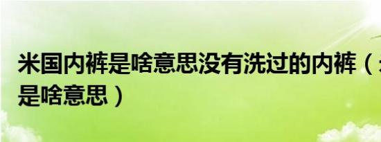 米国内裤是啥意思没有洗过的内裤（米国内裤是啥意思）