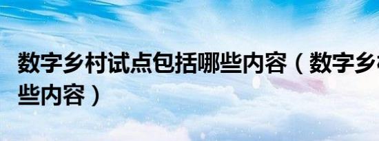 数字乡村试点包括哪些内容（数字乡村包括哪些内容）