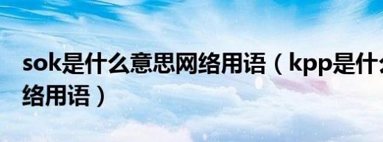 sok是什么意思网络用语（kpp是什么意思网络用语）