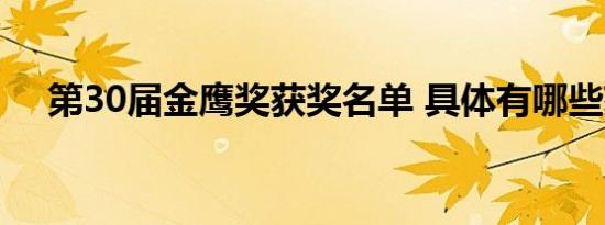 第30届金鹰奖获奖名单 具体有哪些获奖