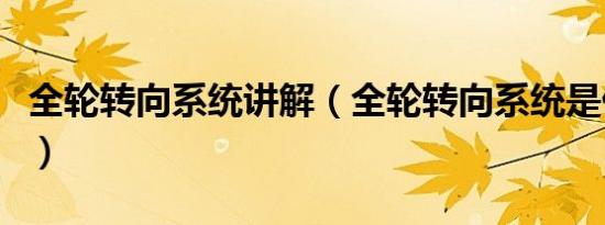 全轮转向系统讲解（全轮转向系统是什么意思）