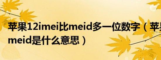苹果12imei比meid多一位数字（苹果imei和meid是什么意思）