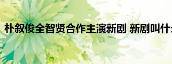 朴叙俊全智贤合作主演新剧 新剧叫什么名字