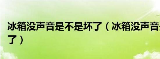 冰箱没声音是不是坏了（冰箱没声音是不是坏了）