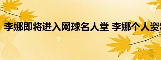 李娜即将进入网球名人堂 李娜个人资料简介