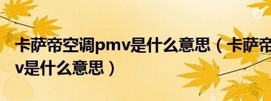 卡萨帝空调pmv是什么意思（卡萨帝空调pmv是什么意思）