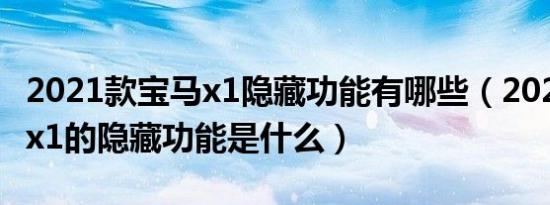 2021款宝马x1隐藏功能有哪些（2021款宝马x1的隐藏功能是什么）