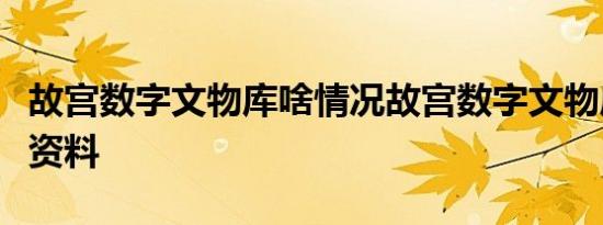 故宫数字文物库啥情况故宫数字文物库有哪些资料