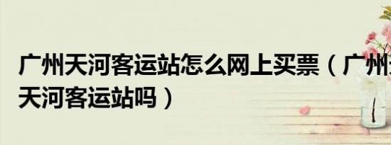 广州天河客运站怎么网上买票（广州天河站是天河客运站吗）