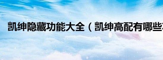 凯绅隐藏功能大全（凯绅高配有哪些功能）