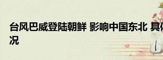 台风巴威登陆朝鲜 影响中国东北 具体是啥情况