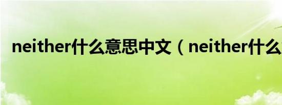 neither什么意思中文（neither什么意思）