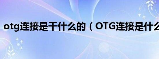 otg连接是干什么的（OTG连接是什么意思）