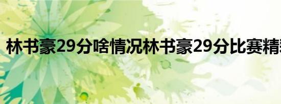 林书豪29分啥情况林书豪29分比赛精彩回顾