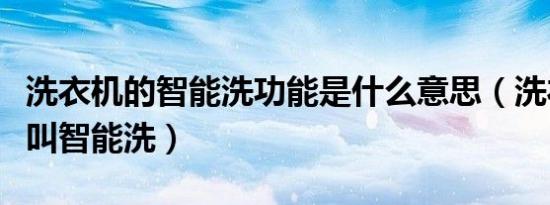 洗衣机的智能洗功能是什么意思（洗衣机什么叫智能洗）