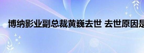 博纳影业副总裁黄巍去世 去世原因是什么