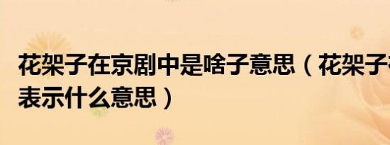 花架子在京剧中是啥子意思（花架子在京剧里表示什么意思）