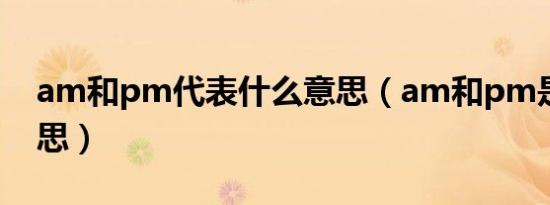 am和pm代表什么意思（am和pm是什么意思）
