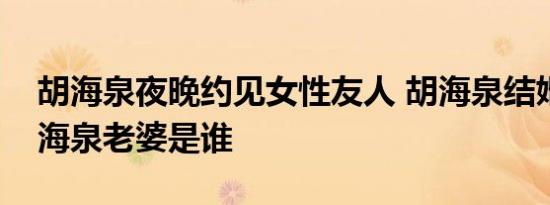 胡海泉夜晚约见女性友人 胡海泉结婚了吗胡海泉老婆是谁