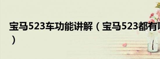 宝马523车功能讲解（宝马523都有哪些功能）