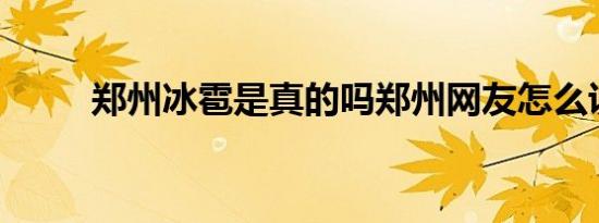 郑州冰雹是真的吗郑州网友怎么说