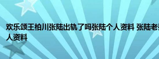 欢乐颂王柏川张陆出轨了吗张陆个人资料 张陆老婆邵思涵个人资料
