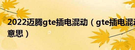2022迈腾gte插电混动（gte插电混动是什么意思）