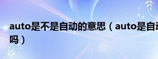 auto是不是自动的意思（auto是自动的意思吗）