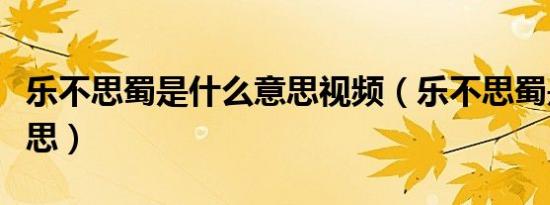 乐不思蜀是什么意思视频（乐不思蜀是什么意思）