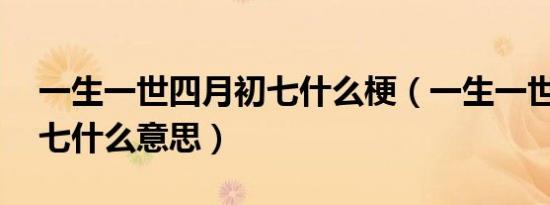 一生一世四月初七什么梗（一生一世 四月初七什么意思）