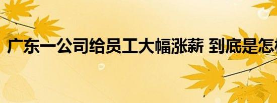 广东一公司给员工大幅涨薪 到底是怎样的呢