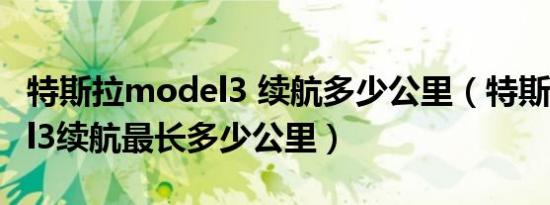 特斯拉model3 续航多少公里（特斯拉model3续航最长多少公里）