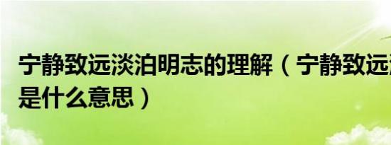 宁静致远淡泊明志的理解（宁静致远淡泊明志是什么意思）