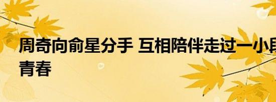 周奇向俞星分手 互相陪伴走过一小段耀眼的青春