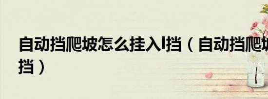 自动挡爬坡怎么挂入l挡（自动挡爬坡用哪个挡）