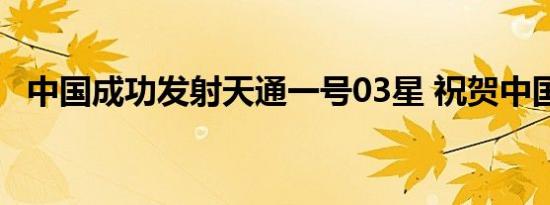 中国成功发射天通一号03星 祝贺中国航天