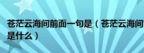 苍茫云海间前面一句是（苍茫云海间前面一句是什么）