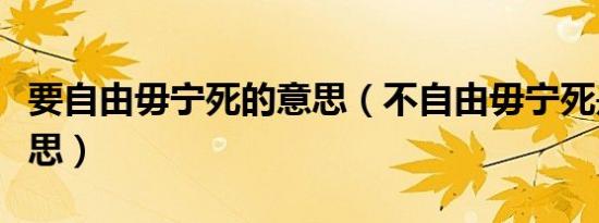 要自由毋宁死的意思（不自由毋宁死是什么意思）