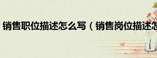 销售职位描述怎么写（销售岗位描述怎么写）