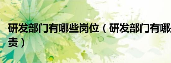 研发部门有哪些岗位（研发部门有哪些岗位职责）