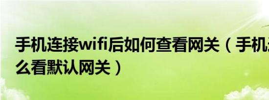 手机连接wifi后如何查看网关（手机连wifi怎么看默认网关）