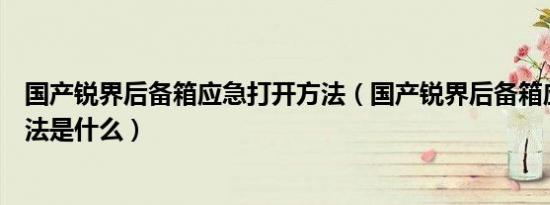 国产锐界后备箱应急打开方法（国产锐界后备箱应急打开方法是什么）