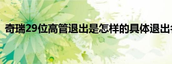 奇瑞29位高管退出是怎样的具体退出名单是