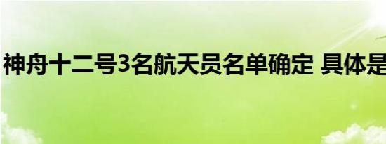 神舟十二号3名航天员名单确定 具体是啥情况