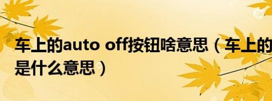 车上的auto off按钮啥意思（车上的autooff是什么意思）