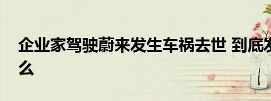 企业家驾驶蔚来发生车祸去世 到底发生了什么