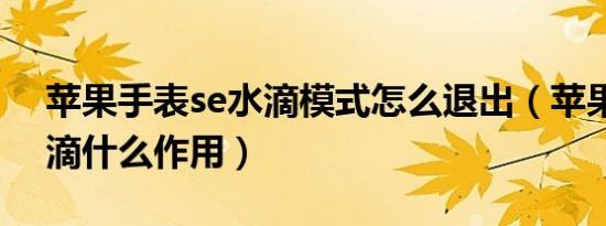 苹果手表se水滴模式怎么退出（苹果手表水滴什么作用）