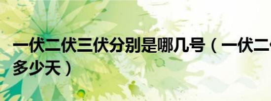 一伏二伏三伏分别是哪几号（一伏二伏三伏各多少天）