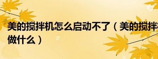 美的搅拌机怎么启动不了（美的搅拌机都可以做什么）