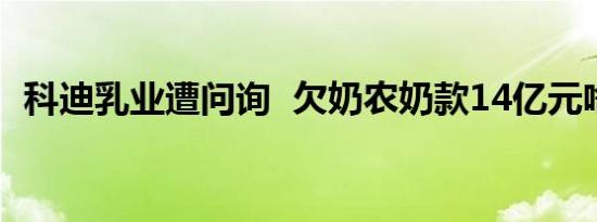 科迪乳业遭问询 欠奶农奶款14亿元啥情况
